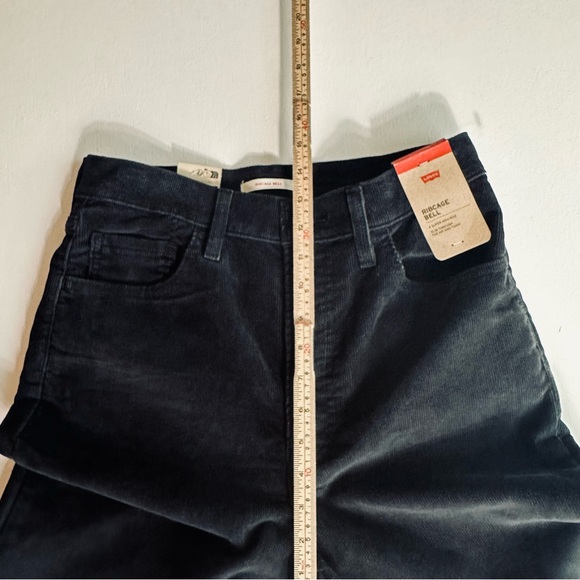 Levi's Ribcage Bell Jean Women 29x32 Black Corduroy High Rise Premium Wide Leg - Picture 6 of 11